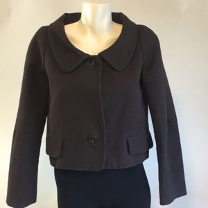 MARNI crop jacket  100% cotton brown l sz 40/6